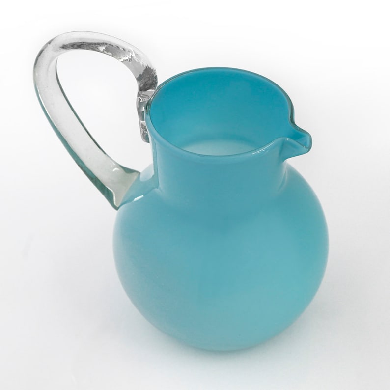 Handblown Recycled Glass Aqua Pitcher - Thumbnail 3