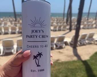 Personalized Skinny Tumblers, Custom Cups,  Bachelorette Tumblers, Family Vacation Tumblers