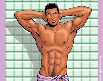 Lance Powers Shower -  8" x 10 "  Pin-Up / Art Print