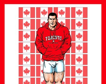 Breyer's Canadian Pride - 8" x 10 "  Pin-Up / Art Print |  Male Body | Gay Comics | Queer Comics | Muscle | Gym | Gay Art | Canada | Toronto