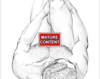 Art Print - Male Nude Pencil Drawing High-Quality | Male Body | Classical-Style Figure Drawing |  Frontal Nude | Muscle | Renaissance Style