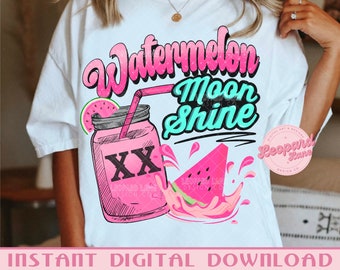 DIGITAL Watermelon Moonshine Southern Western Digital Download Graphic Design. PNG file only. Instant digital download. 300 dpi.