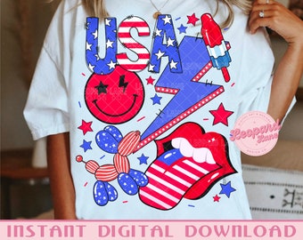 DIGITAL 4th of July Patriotic Digital Download Graphic Design. PNG file only. Instant digital download. 300 dpi. Independence Day Red White