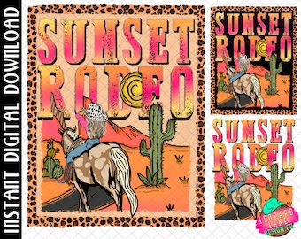 Digital Sunset Rodeo Western Png Design Digital Download File only