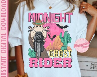 PNG File Midnight Ghost Rider Western Halloween Instant Digital Download Sublimation design 300 dpi