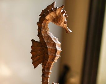 【美品】魚　タツノオトシゴ　木彫　置物　インテリア　工芸品　美術品　A1293 美品】魚タツノオトシゴ木彫置物インテリア工芸品美術品A1293