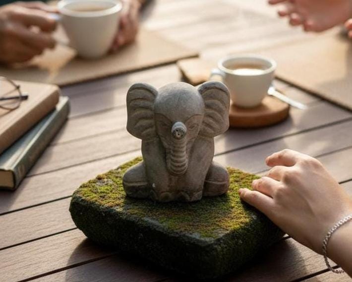 Elephant Statue 6 Inch / 15 Cm, Elephant Figurine, Concrete Statue ...