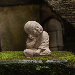 Mini Buddha 4 inch / 10 cm , Concrete Sculpture, Meditating Buddha Statue , Figurine Sitting Sculpture, Garden Decor, Room Decor, Gift