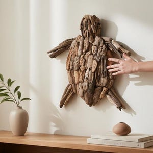 Handmade Driftwood Wall Art, Drift Wood Turtle,Turtle Wall Art, Home Decor, Room Decor, Living Room, Gift Idea image 1