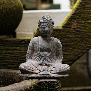 Buddha Stone Concrete 7 Inch  17 cm/ , Buddha Sculpture, Meditating Buddha Statue, Garden Decor, Garden Figurine, Housewarming, Gift Idea