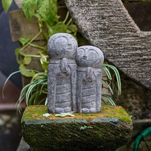 Jizo Couple 7.5 Inch / 19 cm, Jizo Concrete, Concrete Figurine, Garden Decor, Outdoor Decor, Housewarming, New Home Decor, Holiday Decor