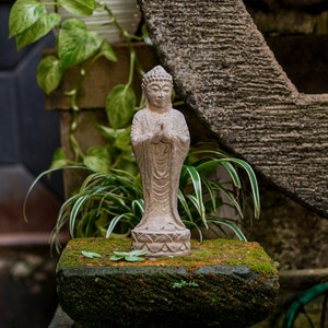 Standing Buddha 9.5 Inch / 24 cm, Concrete Figurine, Garden Decor, Outdoor Decor, Housewarming, Gift for Her, Gift for Him, New Home Decor