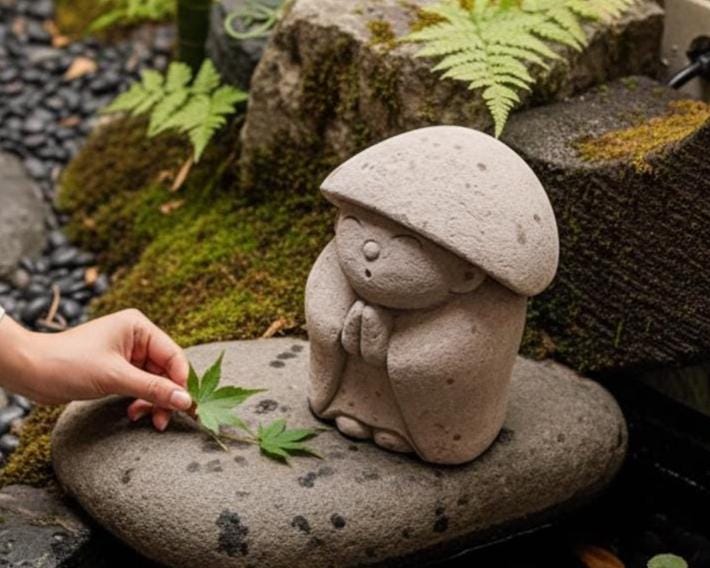 地蔵菩薩像 8インチ / 20 cm、禅仏、仏像、仏像彫刻、部屋の装飾、庭の