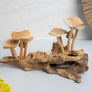 Room decor, wood natural decor, wood mushroom, wood rustic decor, natural decor, home natural, mushroom natural, mushroom decor