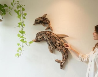 Handmade Driftwood Wall Art, Dolphin Driftwood, Driftwood Animal, Room Decor, Wall Decoration, New Home Decor, Housewarming, Gift Idea
