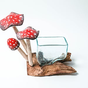 Geschmolzenes Glas 16 cm, mundgeblasenes Glas, geschmolzenes Glas, Terrarium, mundgeblasenes Recyclingglas, Sukkulenten-Planter, Bürodekor, Geschenk für Mutter