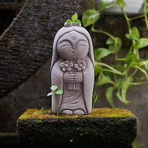 Buda Jizo de 21 cm (8,5 pulgadas), figura de Jizo, decoración de habitaciones, decoración del hogar, regalo de cumpleaños, regalo para ella, regalo para él, decoración de exteriores, decoración de jardín