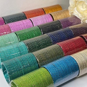 Izhaar Elegant Colorful Golden Dotted Bangles , Pakistani & Indian bangles , 36 Bangles size 2.4/6/8 , 24 Bangles size 2.10/12