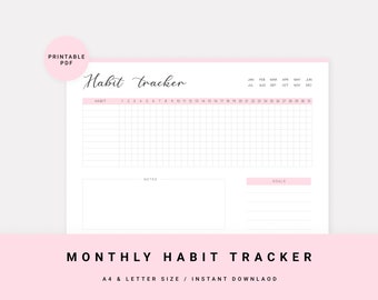 30 Day Challenge Tracker Printable | Printable Habit Tracker | PDF Printable | Digital Download