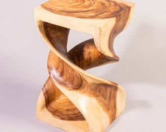 Tabouret tourné, table d'appoint, table de chevet, colonne de fleurs en bois massif, hauteur 50 cm, surface 28 cm x 28 cm