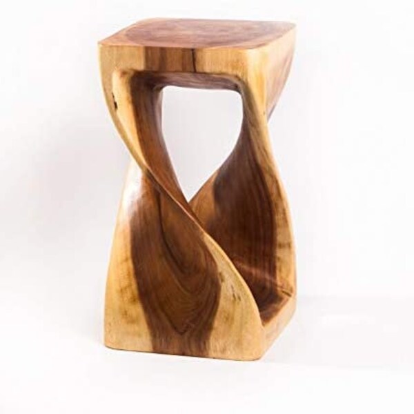 Tabouret tourné, table d'appoint, table de chevet, colonne de fleurs en bois massif, hauteur 50 cm, surface 28 cm x 28 cm