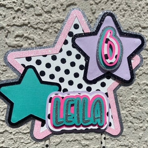 Pink and Turquoise Kids Cake Topper | Cartoon Inspired Birthday Cake Topper | Kids Party Decorations | LOL Inspired Dolls Topper, Polka Dot