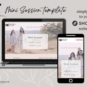 photography website template Mini-session Add-on, Showit Template Showit website Template add on Mini session webpage photography mini
