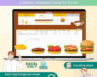 Lista de tareas de Burger: Rastreador de tareas de Excel (Descarga digital)
