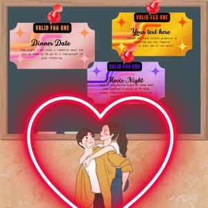 Retro/Vintage Love Coupon, Cute Christmas gift idea, Relationship gift idea, Printable cute Coupons, Coupon book template, Digital download