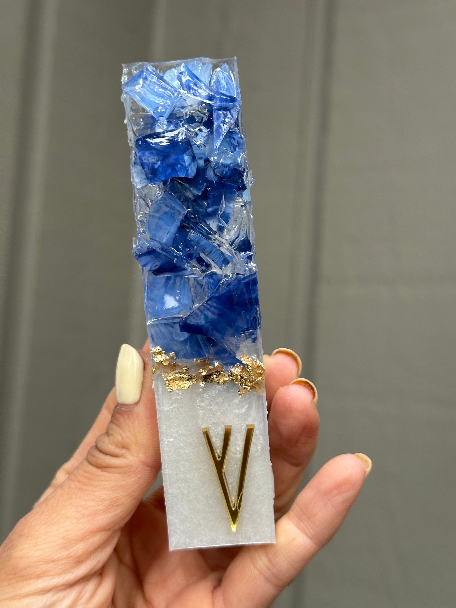 Mezuzah Smashed Wedding Glass, Chuppah Smashed Glass, Modern Mezuzah, Smashed Wedding Glass, Jewish Wedding Gift, Gold Shin, 4.5 inches