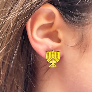 Hanukkah Earrings, Menorah Earrings, Chanuka Earrings, Hanukkah Gift, Chanuka Gift, Menorah, Jewish Gift