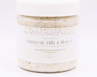 Oatmeal Milk &  Honey Daily Facial Wash, Foaming oatmeal gentle exfoliant,  Foaming face wash, soothing  face scrub, shower icing, whipped