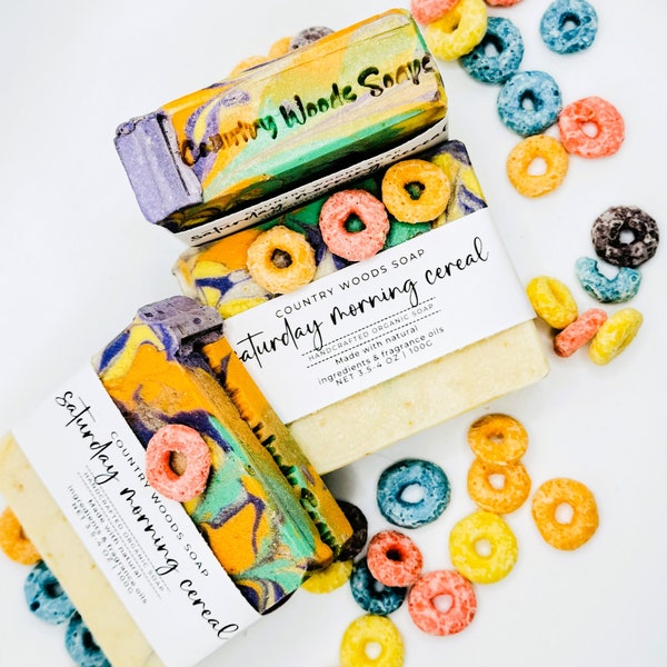 Fruit Loop soap, natural goats milk soap, cold process bar soap, childrens soap, Gift for boy or girl, fruity cereal scent