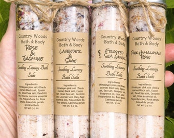 Bath Salts, Bridesmaid Gift, Get Well Gift, Bath Soak, Self Care Gift, baby shower, test tube salts, party favors