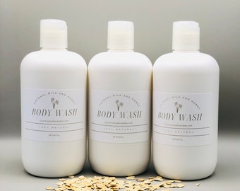 Oatmeal Milk and Honey gentle body wash, with Shea Butter and Jojoba oil, hydrating body wash, Moisturizing body wash, dry skin, baby wash