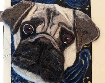 Custom Wool Pet Portrait, Needle Felted Dog Memorial, Cat Sculpture