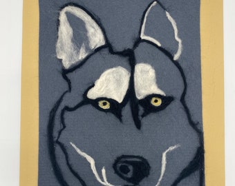 Handgefilztes Bild eines Wolfkopfes, Schäferhund, Timberwolf, Weihnachtsgeschenk