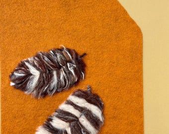 Wool watercolor of needle felted feathers , great 7th anniversary gift, cottage core original art