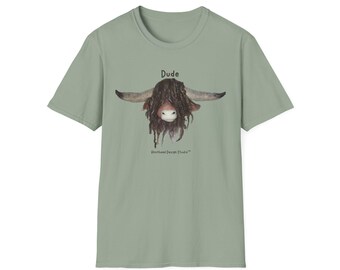 Highland Cow 'Dude' Graphic Tee - Unisex Softstyle T-Shirt