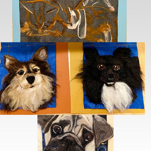 Custom pet portrait, Wool painting of dog, dog memorial, cat memorial, pet sculpture, dog lover gift, pet lover gift