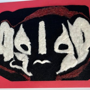 Wool painting of badger, needle felted picture, badger fan