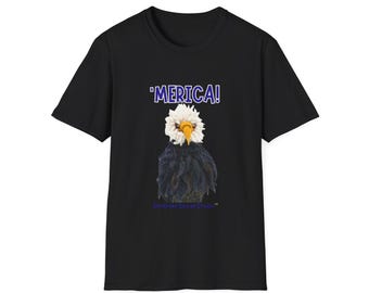 Patriotic Tee, USA Eagle Shirt, &#39;MERICA Top, Patriotic Bald Eagle Clothing, American Pride Apparel, Red White Blue Unisex Tee