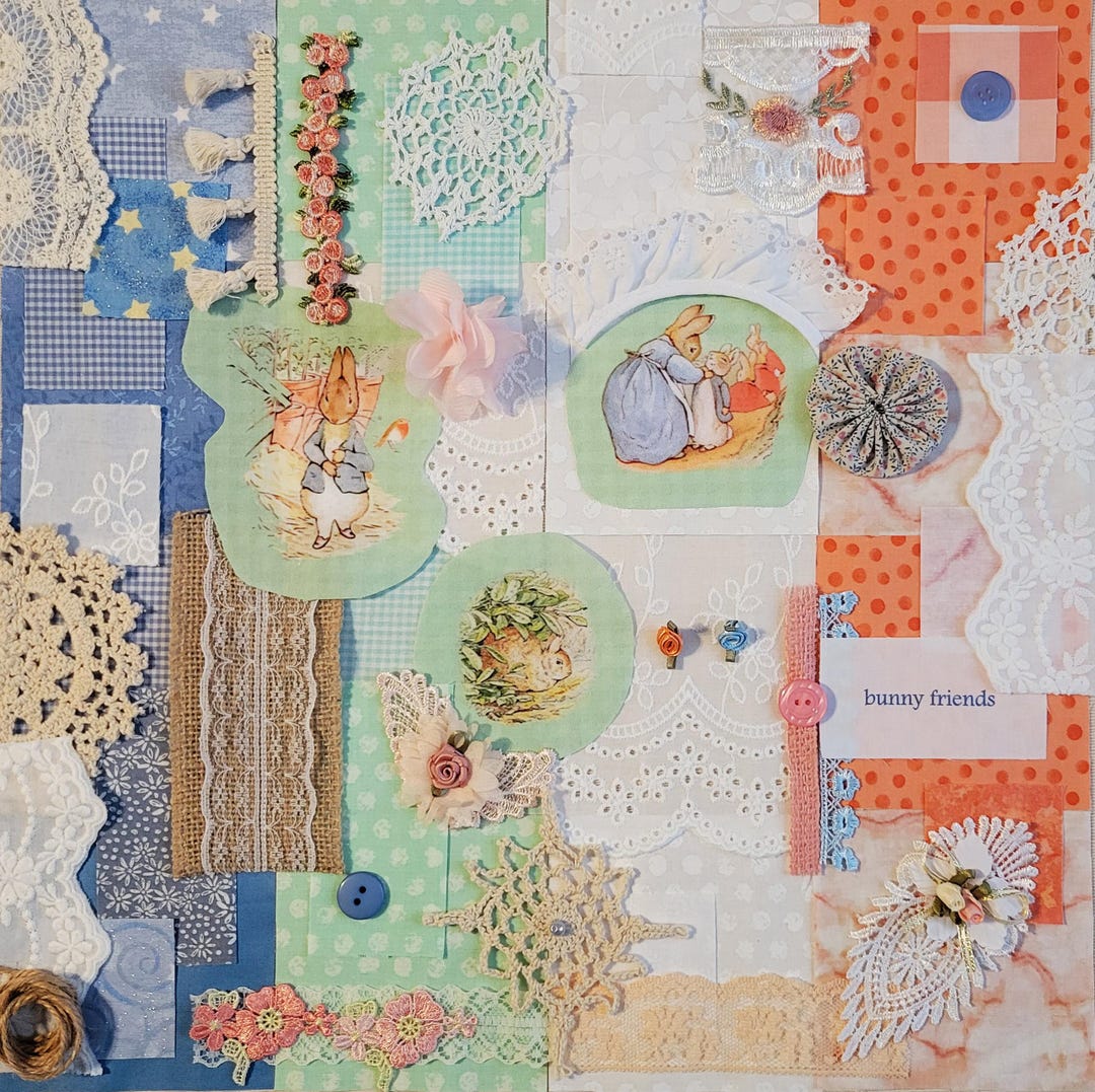 Beatrix Potter Extra Large Fabric Collage Kit / Slow Stitch Kit ...