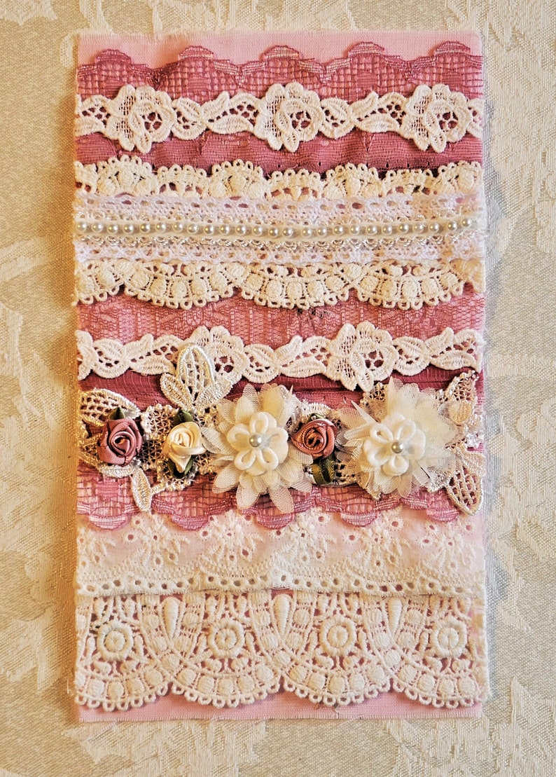 Victorian or Shabby Chic Lace Collage Kit, Slow Stitch Kit. Beginner to