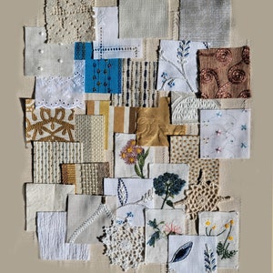 30 Piece Texture Bundle - Mindful stitching, handstitching, snippet rolls, journals, fabric bundle, cards. #2350 FREE SHIPPING