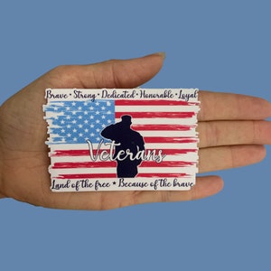 Brave Strong Dedicated Honorable Loyal Land of the Free Because of the Brave Vinyl Sticker, Water Resistant sticker, Laptop, Water Bottle