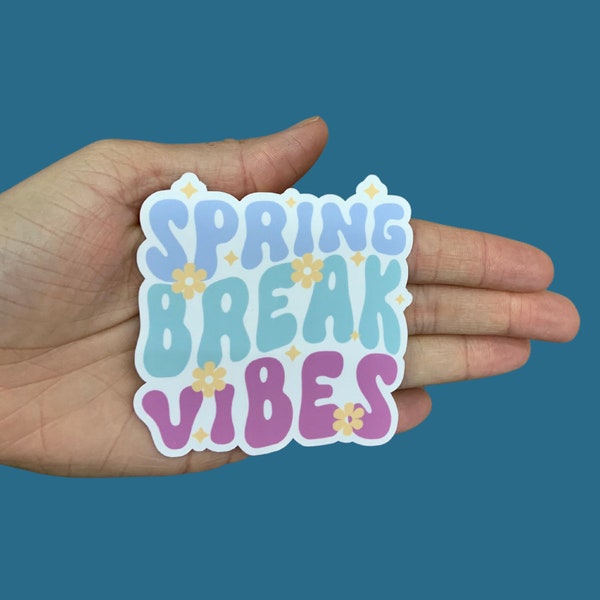 Retro Spring Break Vibes, Vinyl Water Resistant, Laptop, Notebook, Sticker, Retro Inspired