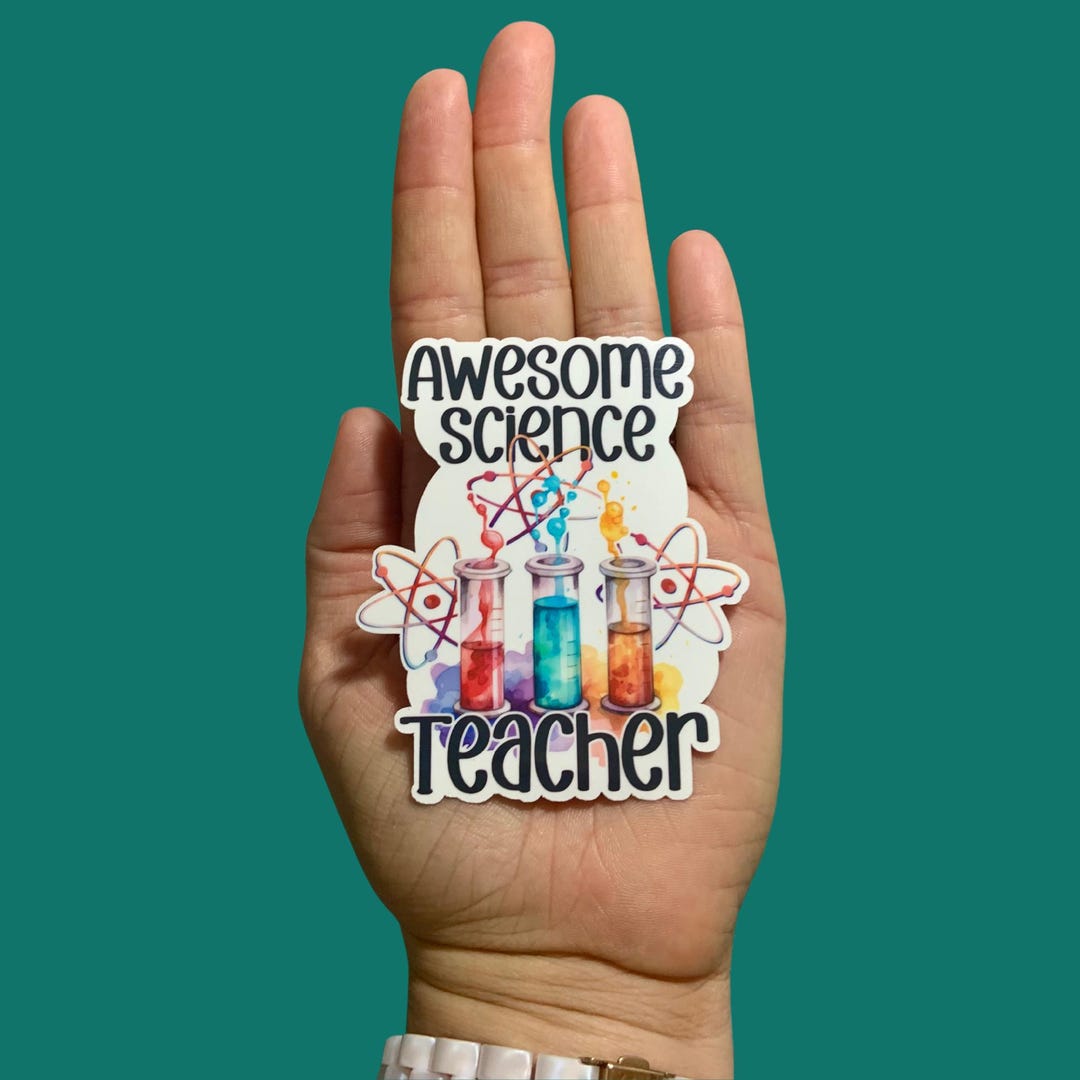 Awesome Science Teacher, Vinyl Water Resistant Sticker, Laptop Sticker ...
