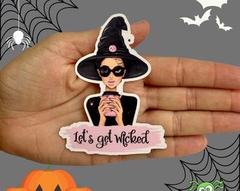Let's Get Wicked, Halloween Sticker, Watercolor Stickers, Vinyl Sticker, Water Resistant Sticker