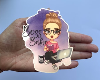 Boss Babe, Vinyl Water Resistant Sticker, Boss Lady Sticker, Laptop, Macbook, Water Bottle, Decal, Car Decal, Boss Sticker, Work From Home
